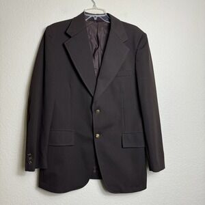 Sir Walter Mens Vintage Polyester 2 Gold Button Blazer Brown Size 40